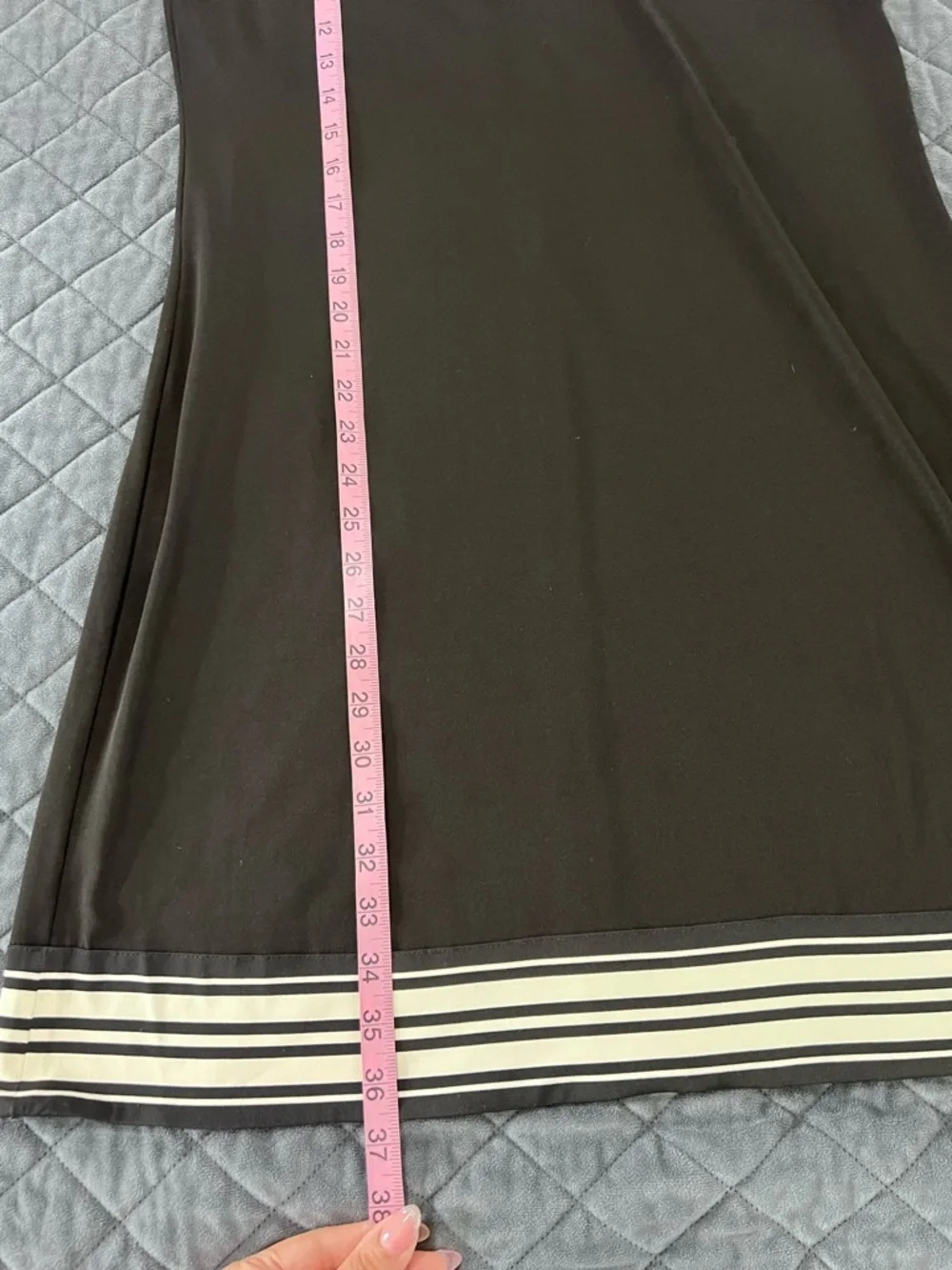 Michael Kors Dress Women’s Large Black Sheath Mini Versatile Stripe Hems B6